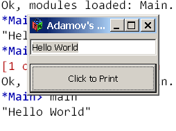 Haskell/GUI Programming with GTK2HS. Advanced "Hello World"
